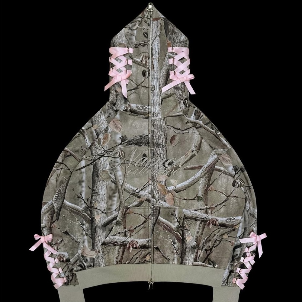 Women’s Camo Sweatpants and Hoodie Pink Accents